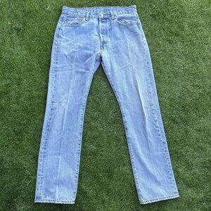 Levis 501 Jeans Mens Size 31x30 Button Fly Straight Denim Distressed Workwear